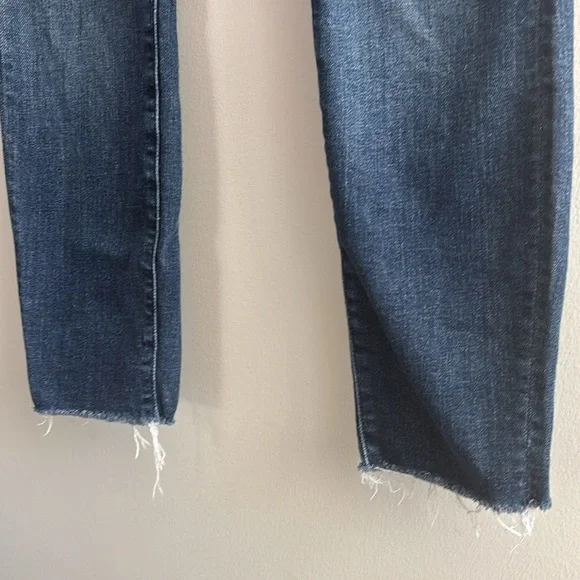 Mother denim Looker Ankle Fray cropped mid rise raw hem jeans color Girl Crush - Picture 3 of 9